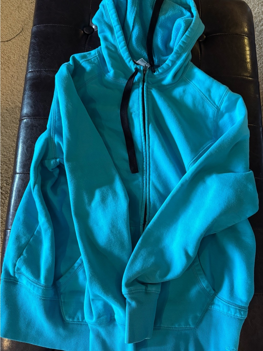 Champion Teal Zip-Up Hoodie with Hood and Front Pockets size XL women